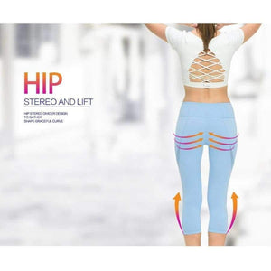 Planet Gates Black / L Sexy Calf Length Pant Fitness Mesh T Splice Sports Yoga Running Gym Tights Breathable Soft Slim Leggings with Inner Pocket