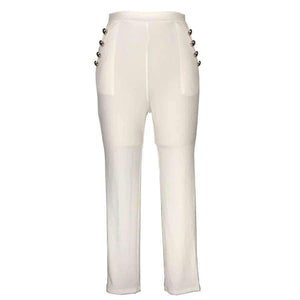 Planet Gates Black / L Style Elegant 2 piece long Pant Suit with jacket 2018 Casual Office ol Set sexy v-neck black white Trouser Set