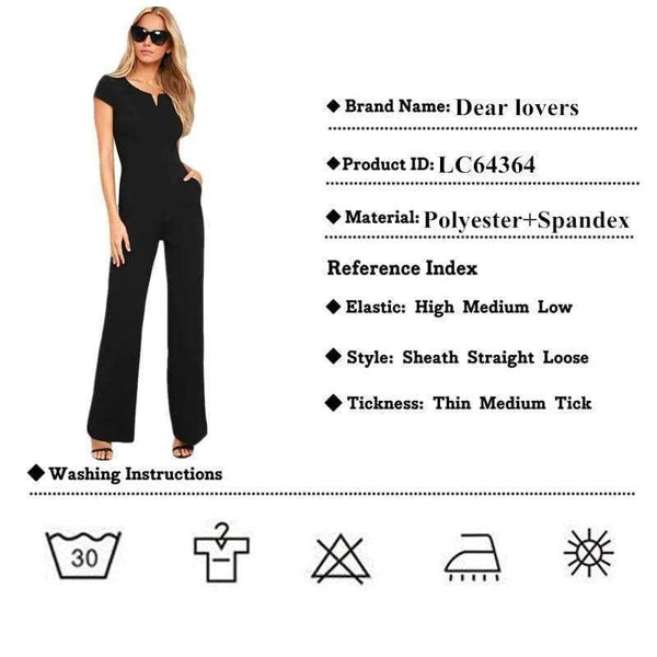 Planet Gates Black / L Summer Black Wide Leg Jumpsuit Women Elegant Sexy Casual Jumpsuit Long Pants Overalls Formal Jumpsuit