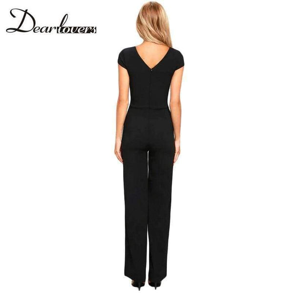 Planet Gates Black / L Summer Black Wide Leg Jumpsuit Women Elegant Sexy Casual Jumpsuit Long Pants Overalls Formal Jumpsuit