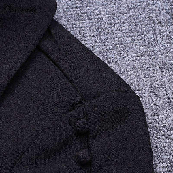 Planet Gates Black / L Summer Runway New Fashion Deep-v neck Elegant Formal White Evening Pant Suits for Women Suits 2 Pieces Set