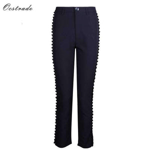 Planet Gates Black / L Summer Runway New Fashion Deep-v neck Elegant Formal White Evening Pant Suits for Women Suits 2 Pieces Set