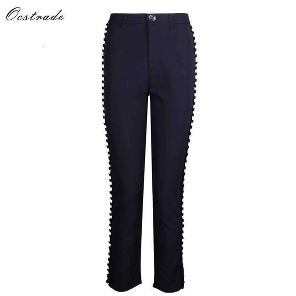 Planet Gates Black / L Summer Runway New Fashion Deep-v neck Elegant Formal White Evening Pant Suits for Women Suits 2 Pieces Set