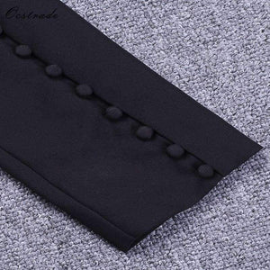 Planet Gates Black / L Summer Runway New Fashion Deep-v neck Elegant Formal White Evening Pant Suits for Women Suits 2 Pieces Set