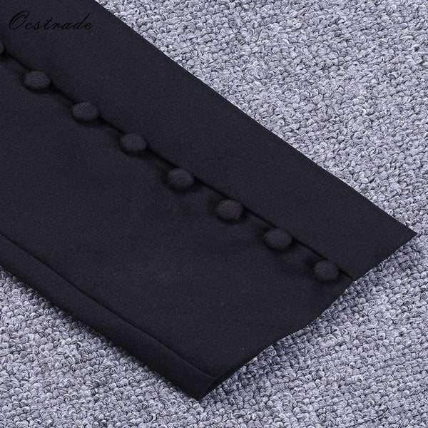 Planet Gates Black / L Summer Runway New Fashion Deep-v neck Elegant Formal White Evening Pant Suits for Women Suits 2 Pieces Set