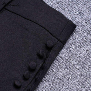 Planet Gates Black / L Summer Runway New Fashion Deep-v neck Elegant Formal White Evening Pant Suits for Women Suits 2 Pieces Set