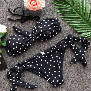 Planet Gates black / L Summer swimsuit for female Sexy Bow Dot Printed Swimsuit Beachwear womens swimwear mailot Push-Up swimwear JL 09