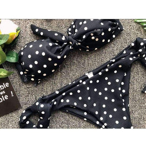 Planet Gates black / L Summer swimsuit for female Sexy Bow Dot Printed Swimsuit Beachwear womens swimwear mailot Push-Up swimwear JL 09
