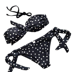 Planet Gates black / L Summer swimsuit for female Sexy Bow Dot Printed Swimsuit Beachwear womens swimwear mailot Push-Up swimwear JL 09