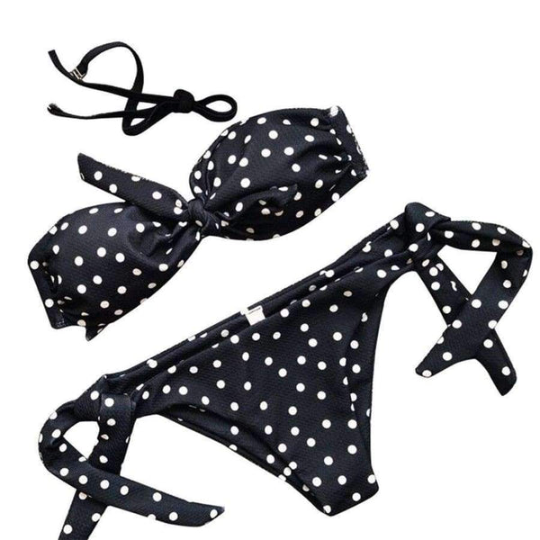 Planet Gates black / L Summer swimsuit for female Sexy Bow Dot Printed Swimsuit Beachwear womens swimwear mailot Push-Up swimwear JL 09
