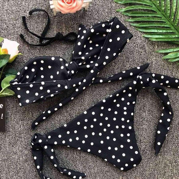 Planet Gates black / L Summer swimsuit for female Sexy Bow Dot Printed Swimsuit Beachwear womens swimwear mailot Push-Up swimwear JL 09