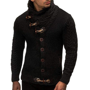 Planet Gates Black / L Sweater Cardigan Men 2018 Male Brand Casual Slim Sweaters Men Horns Buckle Thick Hedging Turtleneck Men'S Sweater XXL