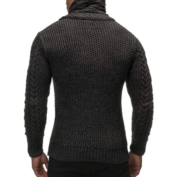 Planet Gates Black / L Sweater Cardigan Men 2018 Male Brand Casual Slim Sweaters Men Horns Buckle Thick Hedging Turtleneck Men'S Sweater XXL
