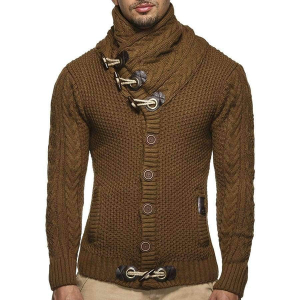 Planet Gates Black / L Sweater Cardigan Men 2018 Male Brand Casual Slim Sweaters Men Horns Buckle Thick Hedging Turtleneck Men'S Sweater XXL