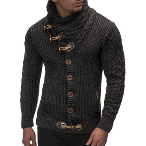 Planet Gates Black / L Sweater Cardigan Men 2018 Male Brand Casual Slim Sweaters Men Horns Buckle Thick Hedging Turtleneck Men'S Sweater XXL