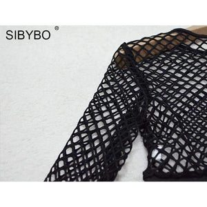 Planet Gates Black / L Two Piece Sexy Black Mesh Bodysuit Women 2018 See Through Slim Bodycon Jumpsuit Summer Rompers Women combishort femme ete