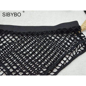 Planet Gates Black / L Two Piece Sexy Black Mesh Bodysuit Women 2018 See Through Slim Bodycon Jumpsuit Summer Rompers Women combishort femme ete