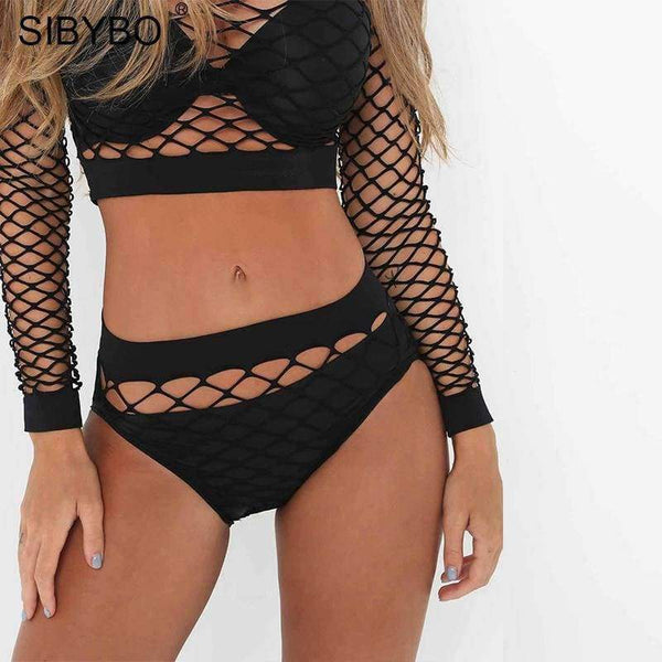 Planet Gates Black / L Two Piece Sexy Black Mesh Bodysuit Women 2018 See Through Slim Bodycon Jumpsuit Summer Rompers Women combishort femme ete