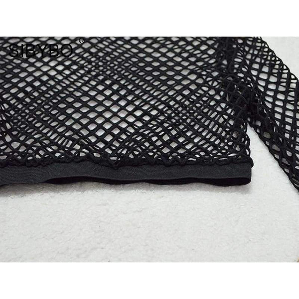 Planet Gates Black / L Two Piece Sexy Black Mesh Bodysuit Women 2018 See Through Slim Bodycon Jumpsuit Summer Rompers Women combishort femme ete