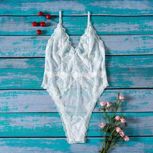 Planet Gates black / L V neck transparent mesh plunge lace bodysuit sexy bodycon jumpsuits for women 2018 hot teddy catsuit body mujer