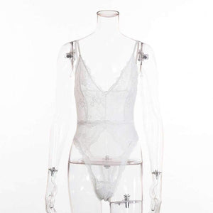 Planet Gates black / L V neck transparent mesh plunge lace bodysuit sexy bodycon jumpsuits for women 2018 hot teddy catsuit body mujer