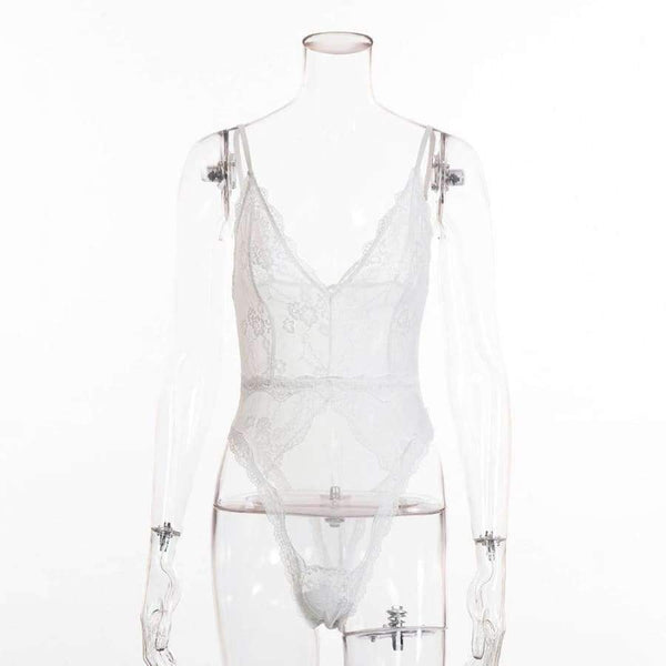 Planet Gates black / L V neck transparent mesh plunge lace bodysuit sexy bodycon jumpsuits for women 2018 hot teddy catsuit body mujer