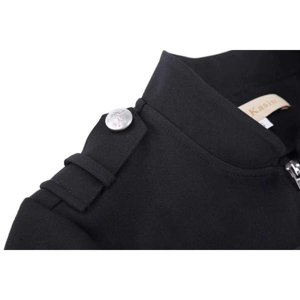 Planet Gates Black / L Victorian Gothic Buttons Decorated Zipper Front Military jacket Tops 2017 Tops Woman Black Long Sleeve Outerwear Coats