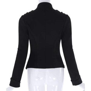 Planet Gates Black / L Victorian Gothic Buttons Decorated Zipper Front Military jacket Tops 2017 Tops Woman Black Long Sleeve Outerwear Coats