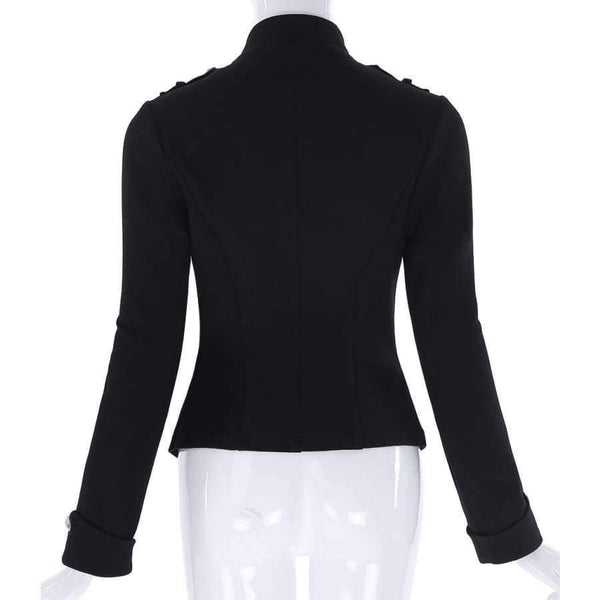 Planet Gates Black / L Victorian Gothic Buttons Decorated Zipper Front Military jacket Tops 2017 Tops Woman Black Long Sleeve Outerwear Coats