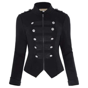 Planet Gates Black / L Victorian Gothic Buttons Decorated Zipper Front Military jacket Tops 2017 Tops Woman Black Long Sleeve Outerwear Coats
