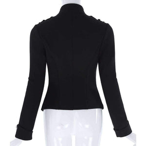 Planet Gates Black / L Victorian Gothic Buttons Decorated Zipper Front Military jacket Tops 2017 Tops Woman Black Long Sleeve Outerwear Coats