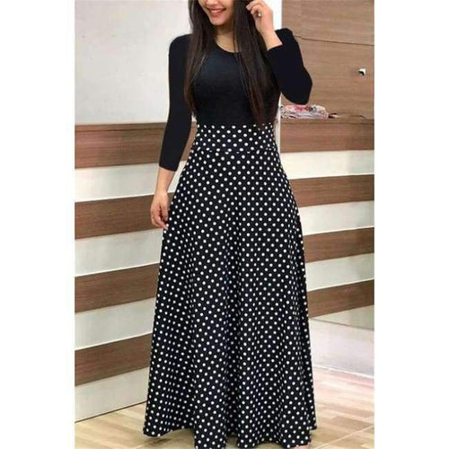 Planet Gates black / L VITIANA Women Maxi Long Floor Length Dress Female 2018 Autumn Long Sleeve Pink Floral Print High Waist Elegant Party Dresses