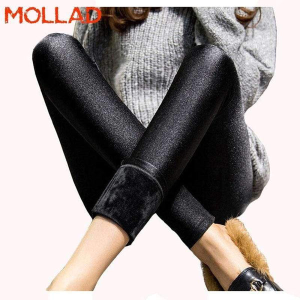 Planet Gates Black / L Winter Plus Velvet Thickening Wear Leggings Black Feet Trousers Warm Large Size Shiny Pants Women Workout Leggins