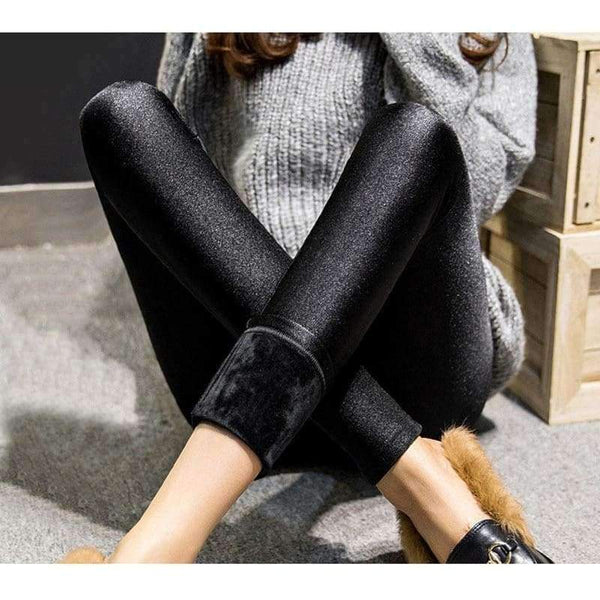 Planet Gates Black / L Winter Plus Velvet Thickening Wear Leggings Black Feet Trousers Warm Large Size Shiny Pants Women Workout Leggins
