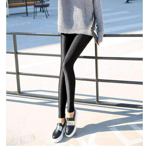 Planet Gates Black / L Winter Plus Velvet Thickening Wear Leggings Black Feet Trousers Warm Large Size Shiny Pants Women Workout Leggins