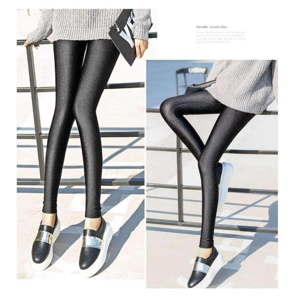 Planet Gates Black / L Winter Plus Velvet Thickening Wear Leggings Black Feet Trousers Warm Large Size Shiny Pants Women Workout Leggins