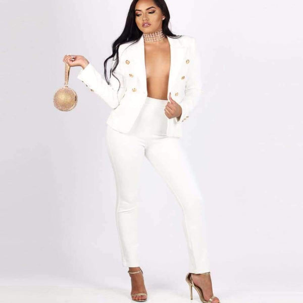 Planet Gates black / L Women 2 two Piece Set Blazer+long pant Suits female coat jacket suit elegant casual fashion bodycon outfit