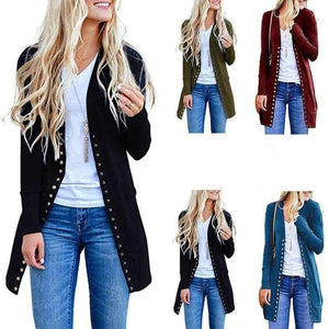 Planet Gates black / L Women Casual Long Cardigan Coat Female 2018 Autumn Long Sleeve Solid Black Elegant Slim Knitted Casual Sweater Jacket