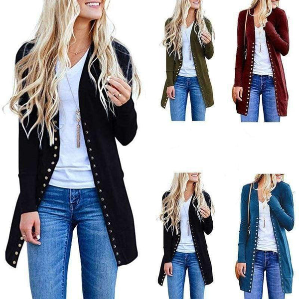 Planet Gates black / L Women Casual Long Cardigan Coat Female 2018 Autumn Long Sleeve Solid Black Elegant Slim Knitted Casual Sweater Jacket