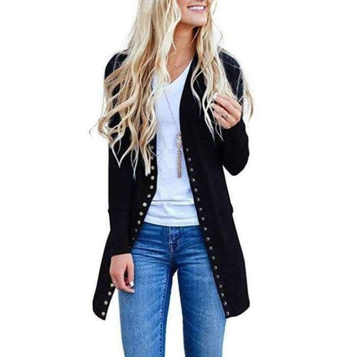 Planet Gates black / L Women Casual Long Cardigan Coat Female 2018 Autumn Long Sleeve Solid Black Elegant Slim Knitted Casual Sweater Jacket