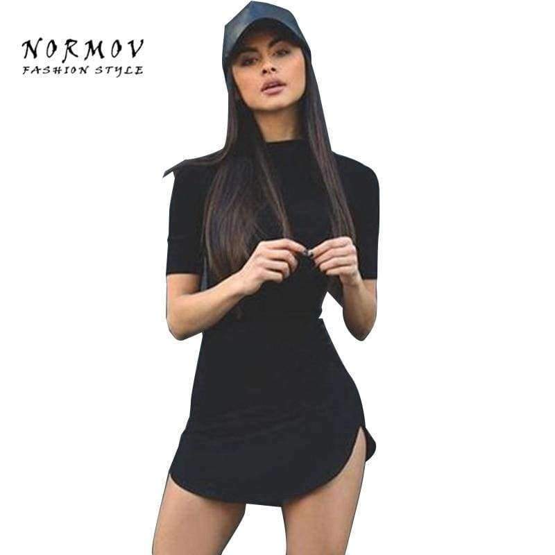 Planet Gates Black / L Women's Tops Long Style T shirt Causal Loose Split Solid Woment Tops Summer Ladies Girls T-shirt Tee Women