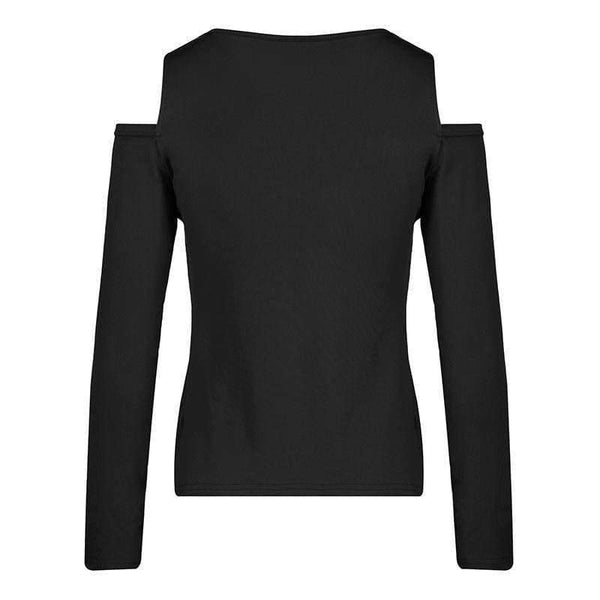 Planet Gates Black / L Women tops & tees Autumn Long Sleeve t-shirt feminina Casual Slim Solid Off Shoulder Top Shirt  Female 2018 Femme tshirt