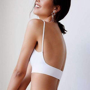 Planet Gates Black / L Womens Underwear Top Bras Hollow Out Ribbed Bra Back U Shape Wire Free Full Cup Bralette