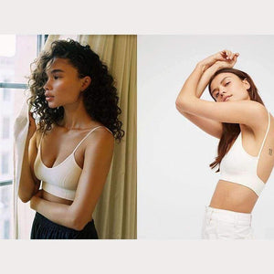 Planet Gates Black / L Womens Underwear Top Bras Hollow Out Ribbed Bra Back U Shape Wire Free Full Cup Bralette