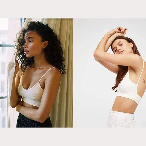 Planet Gates Black / L Womens Underwear Top Bras Hollow Out Ribbed Bra Back U Shape Wire Free Full Cup Bralette