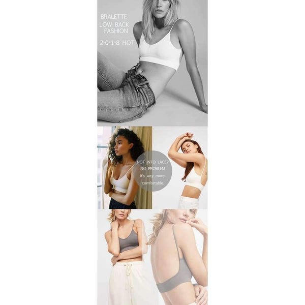 Planet Gates Black / L Womens Underwear Top Bras Hollow Out Ribbed Bra Back U Shape Wire Free Full Cup Bralette