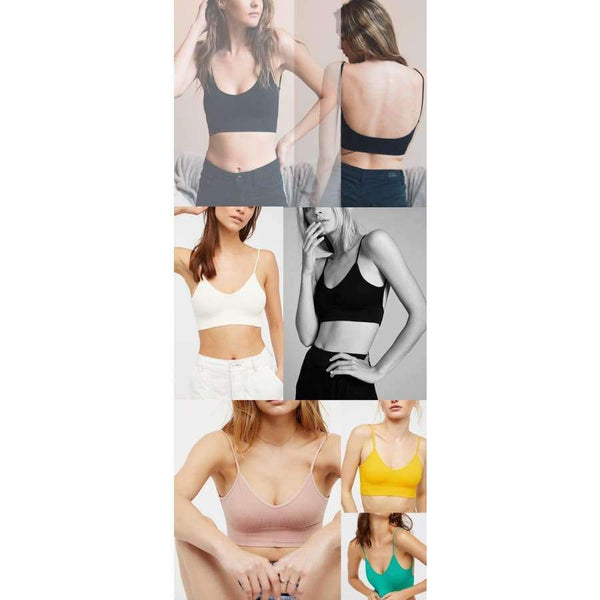 Planet Gates Black / L Womens Underwear Top Bras Hollow Out Ribbed Bra Back U Shape Wire Free Full Cup Bralette