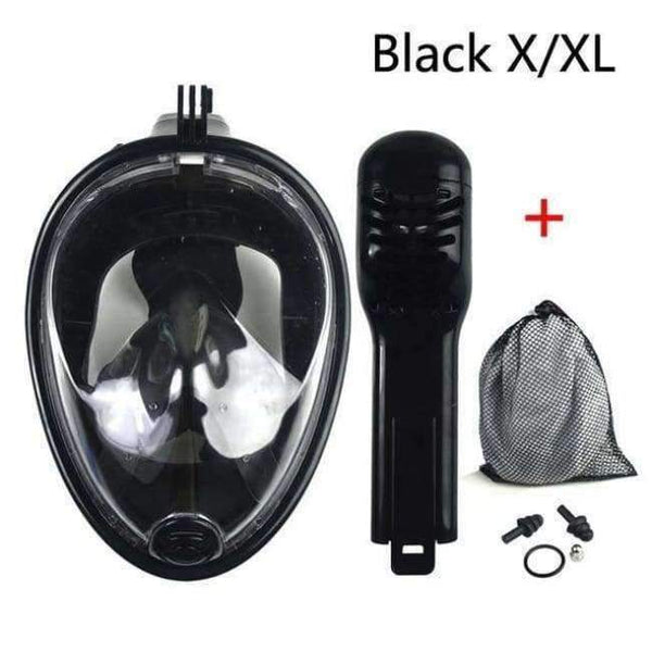 Planet Gates Black L XL Full Face Snorkeling Mask Set Diving Underwater Swimming Training Scuba Mergulho Snorkeling Mask For Gopro Camera