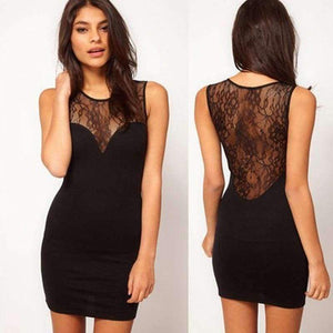Planet Gates Black Lace Dress / L Summer Women Lace Dress Bodycorn Dress Prom Gowns Backless Sexy Slim Elegant Lady Evening Mini Party Dresses Female