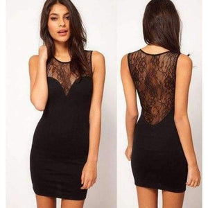 Planet Gates Black Lace Dress / L Summer Women Lace Dress Bodycorn Dress Prom Gowns Backless Sexy Slim Elegant Lady Evening Mini Party Dresses Female